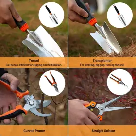 Qingfangli 791584712525 Garden Tool Set 10 Pcs Stainless Steel Heavy Duty Gardening With Sof #3