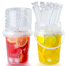 B0dbzvb5nc Qsqwsuye 15x 34oz Disposable Plastic Cups With Lids And Straws Reusable