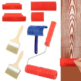 22408877 Qwlwbu 8pcs Wood Grain Tool Set Painting Woods Grains Red Blue Brown
