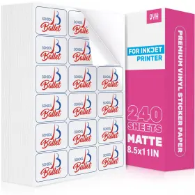 B0d1qgltr6 Qyh 240 Sht 8.5x11 White Matte Vinyl Printable Sticker Paper For Inkjet/laser