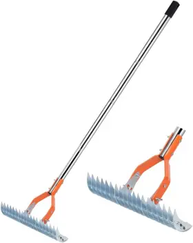 Qztodo 313043044017 Thatch Rake 77 Inch Dethatcher Heavy Duty Metal Adjustable For Lawns Dead