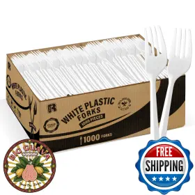 B0drdrhn6r R-kay White Plastic Forks Bulk 1000 Ct - Medium Weight Disposable For Home Parties Cat