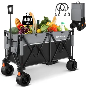 Raynesys 723314059914 Collapsible Wagons Heavy Duty 440 Lbs Folding Beach Carts With Big All-terrai