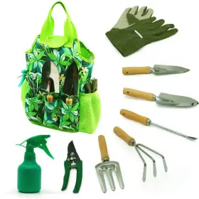 Ss774332 Raywer 9-piece Garden Tools Set With Gloves And Colorful Tote - Gardening Kit