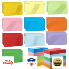 B0btgtwrhj Rcybeo 1200 Ruled 3x5 Color Index Cards Bulk Flash Study Supplies - 10 Colors