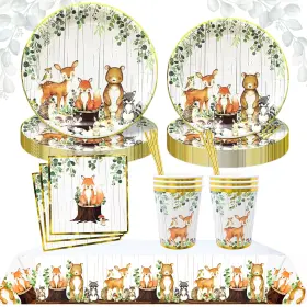B0982sgmxy Regal Decorations 121pc Woodland Baby Shower For Boy Or Girl Birthday Party Supplies