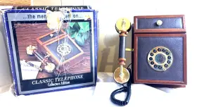19807 Renovators Supply Manufacturing Vintage Wood Telephone Oak Phone 10 Inch H X 7.5 W 4 3/8 D