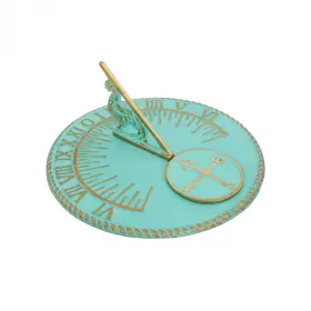 29417 Renovators Supply Manufacturing Sundial Verdigris Finish Brass 10 Inch Dia Vintage Style