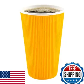 B07sr4lx5q Restaurantware 16 Ounce Disposable Cups Pack Of 25 Ripple Wall Hot Lids Sol