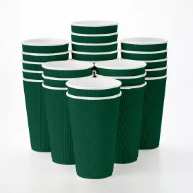 B07sv8x63q Restaurantware Ripple Wall Coffee Cups 25 Count 16 Ounce Insulated Forest Green