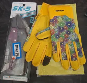 Sp-psk-25p Rg Sk-5 Pruning Shears 8 Inch Garden Clippers With Msupsav Floral Work Gloves S Gardening
