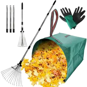 Lr68-15t Risetex Leaf Rake For Lawns With 53 Gallon Dustpan-type Bags Heavy Duty Metal Garden