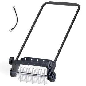 Lahd-01 Roetelo Lawn Aerator 18 Inch Push Spike Rotary 4 Wheels Manua