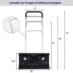 Rolling Snow Pusher Shovel Adjustable Handle - Color Black 461758542076 With #2