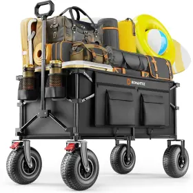 Romantile 313029742739 All-terrain Beach Wagon With 9x3.5in Big Inflatable Rubber Wheels For Sand 240l