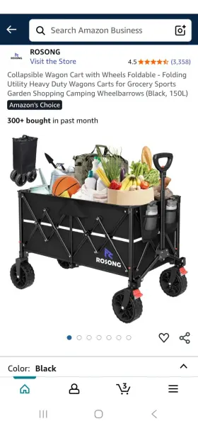 Rozj001 Rosong Collapsible Wagon Cart With Wheels Foldable - Folding Utility Heavy Duty Wagons