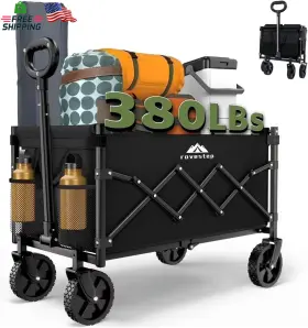 Rsfs24001 Rovestep Max Collapsible Folding Wagon - Heavy Duty Utility Cart 65l Capacity 380 Lbs L