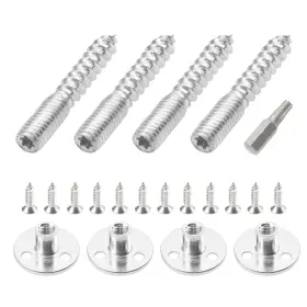 M8x50 Rrina Wd273 Hanger Bolt 4 Sets Double Headed Self-tapping Screw T-nuts Furniture