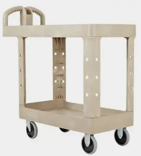 4505 Rubbermaid Commercial Flat Shelf Utility Cart Two-shelf Beige