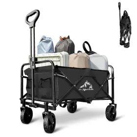 5-vs23fw02-01bk Sailary Folding Wagon Cart Allterrain Wheels Adjustable Handle Heavyduty