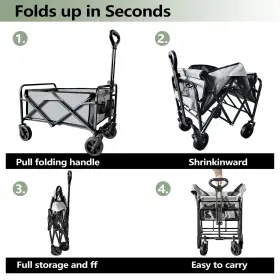 Sailary 976099135180 Collapsible Wagon Cart Heavy Duty Foldable Large Capacity Grocery B #3
