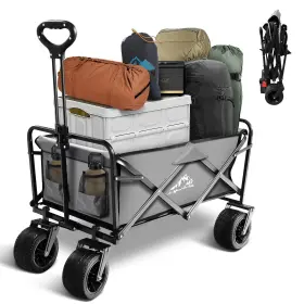 Sailary 976099136071 Collapsible Folding Wagon Heavy Duty Foldable Cart With Two Drink Holders P
