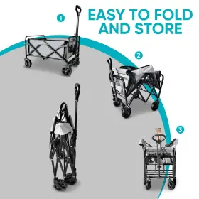 Sailary 976099136675 Collapsible Foldable Wagon Beach Cart Large Capacity Heavy Duty Fol #2