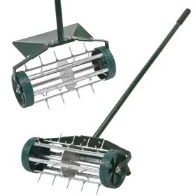 St-25001g Sanmeo 18-inch Spike Rolling Lawn Aerator For Grass. Heavy Duty Manual Push Law