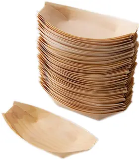B08lcrdv1q Sanxian Disposable Wood Boat Plates Dishes 300-pack 5x2.4x0.5 Inch Birch Liquid Resi