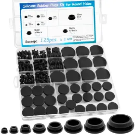 Saqeapa 607608584231 125pcs Rubber Plugs For Round Holes Premium Black Hole