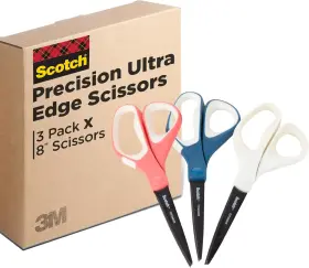Scotch 051141344713 Brand Precision Ultra Edge Scissors 3-pack Cobalt Teal And Hibiscus