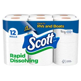 B0d4bwhdzr Scott Rapid-dissolving Toilet Paper 12 Double Rolls Septic-safe