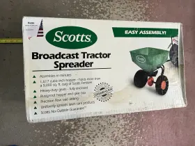 75020 Scotts Broadcast Tractor Spreader Tow Behind Hopper Fertilizer Seed Atv Lawn New