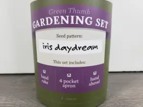 Seed & Sprout 722950347911 And Gardening Set Iris Daydream Apron Hand Rake Shovel Purple New #3
