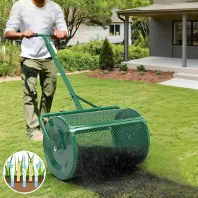 Seeutek 313111817819 24 Inch Green Compost Handheld Spreader Peat Moss Lawn Garden
