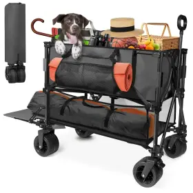 400l Seeutek 768362298472 54 Inch Double Decker Wagon Cart With Wheels Foldable
