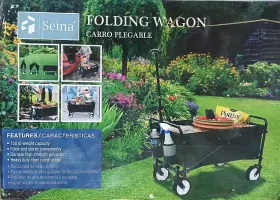 Suw-203 Seina Compact Collapsible Folding Utility Cart Wagon Garden Outdoor Camp Black