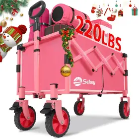 Sekey 251966216523 Wagon With Brakes Foldable Cart 220lbs Capacity Utility Lightweight Wa