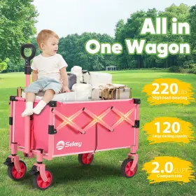 3021-88 Sekey 220lbs 120l Lightweight Foldable Collapsible Utility Shopping Garden Wagon Cart