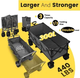 4013 Sekey 48 Inch L Collapsible Foldable Extended Wagon With 440lbs Large Capacity Beach Garden #2
