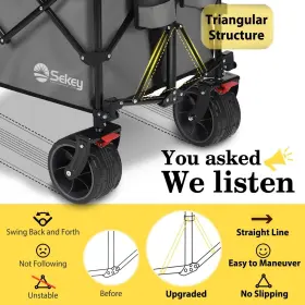 4013 Sekey 48 Inch L Collapsible Foldable Extended Wagon With 440lbs Large Capacity Beach Garden #3