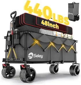 4013 Sekey 48 Inch L Collapsible Foldable Extended Wagon With 440lbs Large Capacity Beach Garden