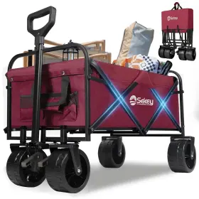 55-ug-fw1-us Sekey 330lbs Folding Wagon Large Capacity Collapsible All-terrain Beach Wheels Red