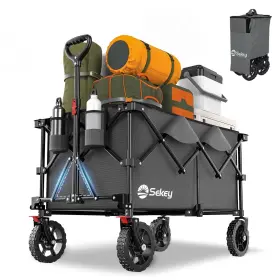 88-ug-fw29-us Sekey 220l Collapsible Wagon 330lb All-terrain Wheels Drink Holders