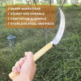 Shanfeek 313106933906 Grass Sickle With Sawtooth Japanese Weeding Hoe Tools For Gard #2