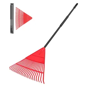 Shantra 192717015221 Garden Leaf Rake 60 Inch Rakes With Foldable Lightweight Steel Handle 22