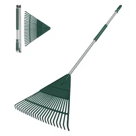 Shantra 192717015238 Garden Leaf Rake 60 Inch Rakes With Foldable Lightweight Steel Handle 22