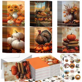 B0f9w72v72 Sherr 120-pack Thanksgiving Greeting Cards With Envelopes 4x6 Inch Vintage Fall Harvest Desi