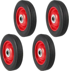 Sheutsan 712655944683 4 Pack Solid Rubber Flat Free Tire 6 Inch X 1.2 Hand Truck Wheel Red