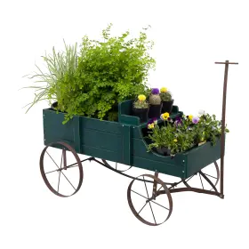 4941r Shine Company Y Decorative Large Buckboard Wagon Garden Planter Green